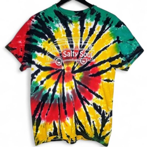 Salty Soul VW Volkswagen Bus Tie Dye Spin Shirt Men's Crunchy Boho Hippie Rave M - Picture 1 of 7